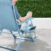 imageBest Choice Products Adjustable Zero Gravity Chair Monochromatic Color Folding Patio Recliner wSide Tray Headrest  SeafoamSky