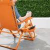 imageBest Choice Products Adjustable Zero Gravity Chair Monochromatic Color Folding Patio Recliner wSide Tray Headrest  SeafoamTangerine