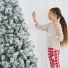 imageBest Choice Products Artificial Christmas Tree 6ft Unlit Snow Flocked Design Pine Tree Full Appearance Snowy wEasy Assembly Metal Stand9ft
