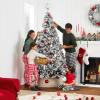 imageBest Choice Products Artificial Christmas Tree 6ft Unlit Snow Flocked Design Pine Tree Full Appearance Snowy wEasy Assembly Metal Stand9ft