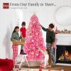 imageBest Choice Products Artificial Christmas Tree White 6ft Premium Pine Unlit Holiday Decoration Full Size Dcor Easy Assembly wMetal StandPink