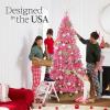 imageBest Choice Products Artificial Christmas Tree White 6ft Premium Pine Unlit Holiday Decoration Full Size Dcor Easy Assembly wMetal StandPink