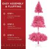 imageBest Choice Products Artificial Christmas Tree White 6ft Premium Pine Unlit Holiday Decoration Full Size Dcor Easy Assembly wMetal StandPink