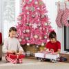 imageBest Choice Products Artificial Christmas Tree White 6ft Premium Pine Unlit Holiday Decoration Full Size Dcor Easy Assembly wMetal StandPink