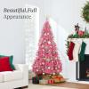 imageBest Choice Products Artificial Christmas Tree White 6ft Premium Pine Unlit Holiday Decoration Full Size Dcor Easy Assembly wMetal StandPink