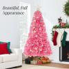 imageBest Choice Products Artificial Christmas Tree White 6ft Premium Pine Unlit Holiday Decoration Full Size Dcor Easy Assembly wMetal StandPink