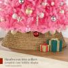 imageBest Choice Products Artificial Christmas Tree White 6ft Premium Pine Unlit Holiday Decoration Full Size Dcor Easy Assembly wMetal StandPink