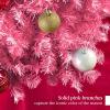 imageBest Choice Products Artificial Christmas Tree White 6ft Premium Pine Unlit Holiday Decoration Full Size Dcor Easy Assembly wMetal StandPink
