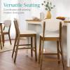 imageBest Choice Products Bar Stool Set of 2 MidCentury Modern Upholstered Wood Armless Counter Height wSeat Cushion Backrest  WalnutGrayWalnutCream