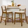 imageBest Choice Products Bar Stool Set of 2 MidCentury Modern Upholstered Wood Armless Counter Height wSeat Cushion Backrest  WalnutGrayWalnutCream