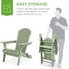 imageBest Choice Products Folding Adirondack Chair Outdoor Wooden Accent Furniture Fire Pit Lounge Chairs for Yard Garden Patio w 350lb Weight Capacity  NaturalSage Green