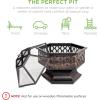 imageBest Choice Products HexShaped 24in Steel Fire Pit Black Metal Wood Burning Firepit Portable Hexagon Fire Bowl for Outside Patio Backyard wFlameRetardant Mesh Lid