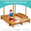 imageBest Choice Products Kids Wooden Cabana Sandbox Play Station for Children Outdoor Backyard w 2 Bench Seats UVResistant Canopy Shade Fabric Sandpit Cover 2 Side Buckets  Natural