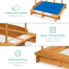 imageBest Choice Products Kids Wooden Cabana Sandbox Play Station for Children Outdoor Backyard w 2 Bench Seats UVResistant Canopy Shade Fabric Sandpit Cover 2 Side Buckets  Natural
