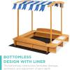 imageBest Choice Products Kids Wooden Cabana Sandbox Play Station for Children Outdoor Backyard w 2 Bench Seats UVResistant Canopy Shade Fabric Sandpit Cover 2 Side Buckets  Natural