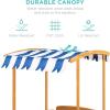 imageBest Choice Products Kids Wooden Cabana Sandbox Play Station for Children Outdoor Backyard w 2 Bench Seats UVResistant Canopy Shade Fabric Sandpit Cover 2 Side Buckets  Natural