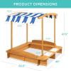 imageBest Choice Products Kids Wooden Cabana Sandbox Play Station for Children Outdoor Backyard w 2 Bench Seats UVResistant Canopy Shade Fabric Sandpit Cover 2 Side Buckets  Natural