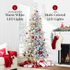 imageBest Choice Products Lighted Aspen Christmas Tree 6ft Flocked Artifical Noble Fir PreLit White ampamp Multicolored LED Lights Premium Holiday DcorFlocked Green