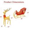 imageBest Choice Products Lighted Christmas 4ft Reindeer ampamp Sleigh Outdoor Yard Decoration Set w 205 LED Lights Stakes Zip Ties  WhiteGold