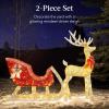 imageBest Choice Products Lighted Christmas 4ft Reindeer ampamp Sleigh Outdoor Yard Decoration Set w 205 LED Lights Stakes Zip Ties  WhiteGold