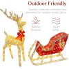 imageBest Choice Products Lighted Christmas 4ft Reindeer ampamp Sleigh Outdoor Yard Decoration Set w 205 LED Lights Stakes Zip Ties  WhiteGold