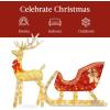 imageBest Choice Products Lighted Christmas 4ft Reindeer ampamp Sleigh Outdoor Yard Decoration Set w 205 LED Lights Stakes Zip Ties  WhiteGold