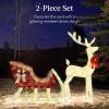 imageBest Choice Products Lighted Christmas 4ft Reindeer ampamp Sleigh Outdoor Yard Decoration Set w 205 LED Lights Stakes Zip Ties  WhiteIridescent