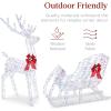 imageBest Choice Products Lighted Christmas 4ft Reindeer ampamp Sleigh Outdoor Yard Decoration Set w 205 LED Lights Stakes Zip Ties  WhiteIridescent