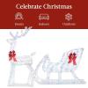 imageBest Choice Products Lighted Christmas 4ft Reindeer ampamp Sleigh Outdoor Yard Decoration Set w 205 LED Lights Stakes Zip Ties  WhiteIridescent