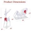 imageBest Choice Products Lighted Christmas 4ft Reindeer ampamp Sleigh Outdoor Yard Decoration Set w 205 LED Lights Stakes Zip Ties  WhiteIridescent