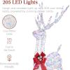 imageBest Choice Products Lighted Christmas 4ft Reindeer ampamp Sleigh Outdoor Yard Decoration Set w 205 LED Lights Stakes Zip Ties  WhiteIridescent