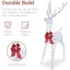 imageBest Choice Products Lighted Christmas 4ft Reindeer ampamp Sleigh Outdoor Yard Decoration Set w 205 LED Lights Stakes Zip Ties  WhiteIridescent