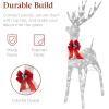 imageBest Choice Products Lighted Christmas 4ft Reindeer ampamp Sleigh Outdoor Yard Decoration Set w 205 LED Lights Stakes Zip Ties  WhiteSilver