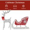 imageBest Choice Products Lighted Christmas 4ft Reindeer ampamp Sleigh Outdoor Yard Decoration Set w 205 LED Lights Stakes Zip Ties  WhiteSilver