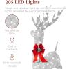 imageBest Choice Products Lighted Christmas 4ft Reindeer ampamp Sleigh Outdoor Yard Decoration Set w 205 LED Lights Stakes Zip Ties  WhiteSilver