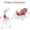 imageBest Choice Products Lighted Christmas 4ft Reindeer ampamp Sleigh Outdoor Yard Decoration Set w 205 LED Lights Stakes Zip Ties  WhiteSilver