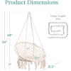 imageBest Choice Products Macram Hanging Chair Handwoven Cotton Hammock Swing for Indoor ampamp Outdoor Use wMounting Hardware Backrest 265lb Capacity  BeigeBeige