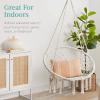 imageBest Choice Products Macram Hanging Chair Handwoven Cotton Hammock Swing for Indoor ampamp Outdoor Use wMounting Hardware Backrest 265lb Capacity  BeigeBeige