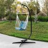 imageBest Choice Products Metal Hanging Hammock CStand for ChairWeatherResistant Finish Offset Base  Stand Only  GrayBlack