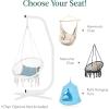 imageBest Choice Products Metal Hanging Hammock CStand for ChairWeatherResistant Finish Offset Base  Stand Only  GrayWhite