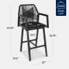 imageBest Choice Products Outdoor Bar Stools Set of 2 Bar Height 360 Swivel Aluminum Frame AllWeather Woven Rope Chair Design wArmrests  GrayMeteorBlackObsidian