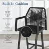 imageBest Choice Products Outdoor Bar Stools Set of 2 Bar Height 360 Swivel Aluminum Frame AllWeather Woven Rope Chair Design wArmrests  GrayMeteorBlackObsidian