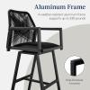 imageBest Choice Products Outdoor Bar Stools Set of 2 Bar Height 360 Swivel Aluminum Frame AllWeather Woven Rope Chair Design wArmrests  GrayMeteorBlackObsidian