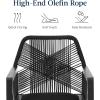 imageBest Choice Products Outdoor Bar Stools Set of 2 Bar Height 360 Swivel Aluminum Frame AllWeather Woven Rope Chair Design wArmrests  GrayMeteorBlackObsidian
