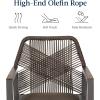 imageBest Choice Products Outdoor Bar Stools Set of 2 Bar Height 360 Swivel Aluminum Frame AllWeather Woven Rope Chair Design wArmrests  GrayMeteorBrownMocha