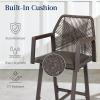 imageBest Choice Products Outdoor Bar Stools Set of 2 Bar Height 360 Swivel Aluminum Frame AllWeather Woven Rope Chair Design wArmrests  GrayMeteorBrownMocha