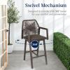 imageBest Choice Products Outdoor Bar Stools Set of 2 Bar Height 360 Swivel Aluminum Frame AllWeather Woven Rope Chair Design wArmrests  GrayMeteorBrownMocha