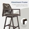imageBest Choice Products Outdoor Bar Stools Set of 2 Bar Height 360 Swivel Aluminum Frame AllWeather Woven Rope Chair Design wArmrests  GrayMeteorBrownMocha