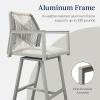 imageBest Choice Products Outdoor Bar Stools Set of 2 Bar Height 360 Swivel Aluminum Frame AllWeather Woven Rope Chair Design wArmrests  GrayMeteorGrayMeteor