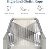 imageBest Choice Products Outdoor Bar Stools Set of 2 Bar Height 360 Swivel Aluminum Frame AllWeather Woven Rope Chair Design wArmrests  GrayMeteorGrayMeteor